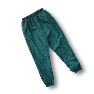 Vintage Emerald Green Elastic-Waist Jogger Pants
